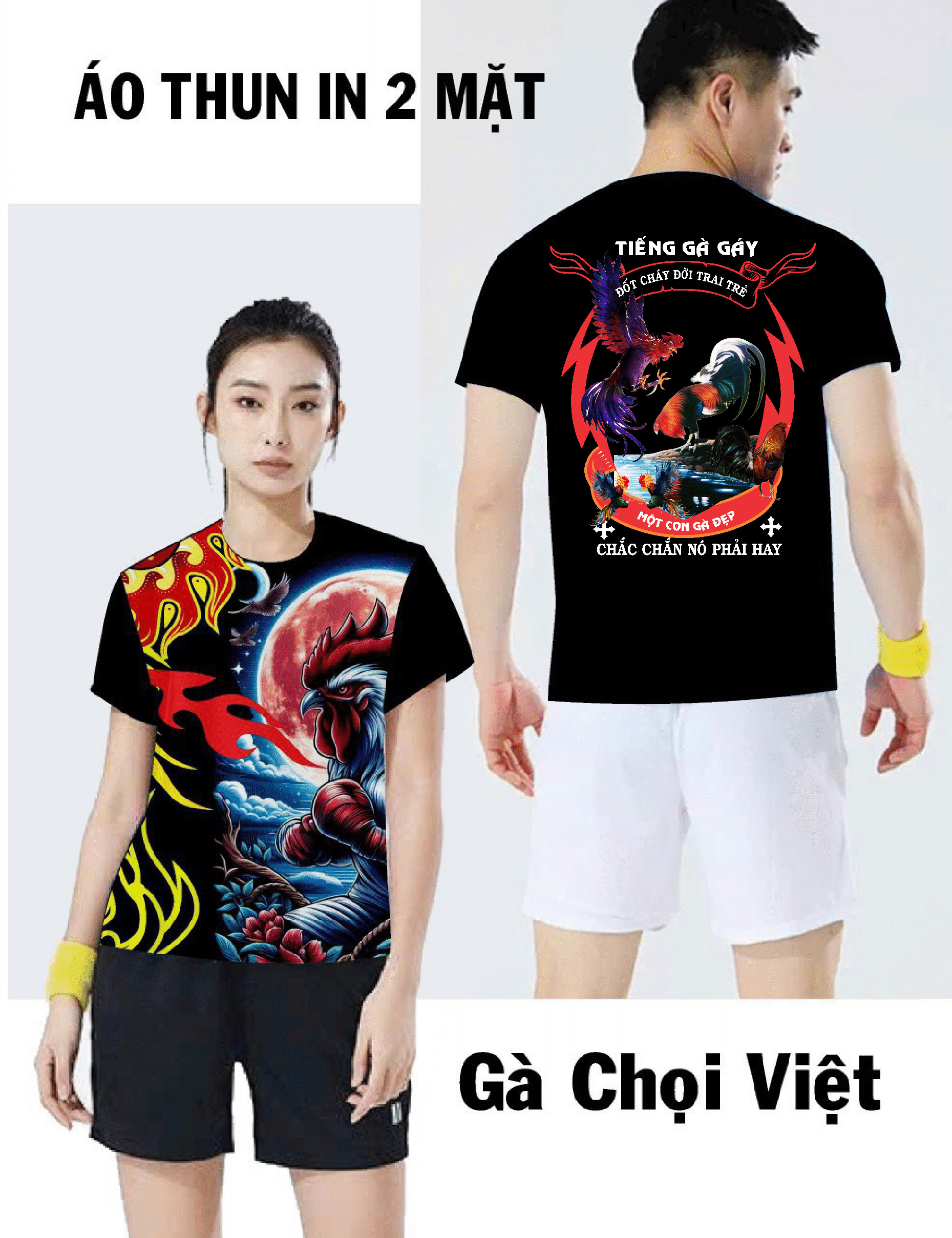 Áo thun gà chọi thiết kế ,  Áo in  2 mặt - 1xxxxx