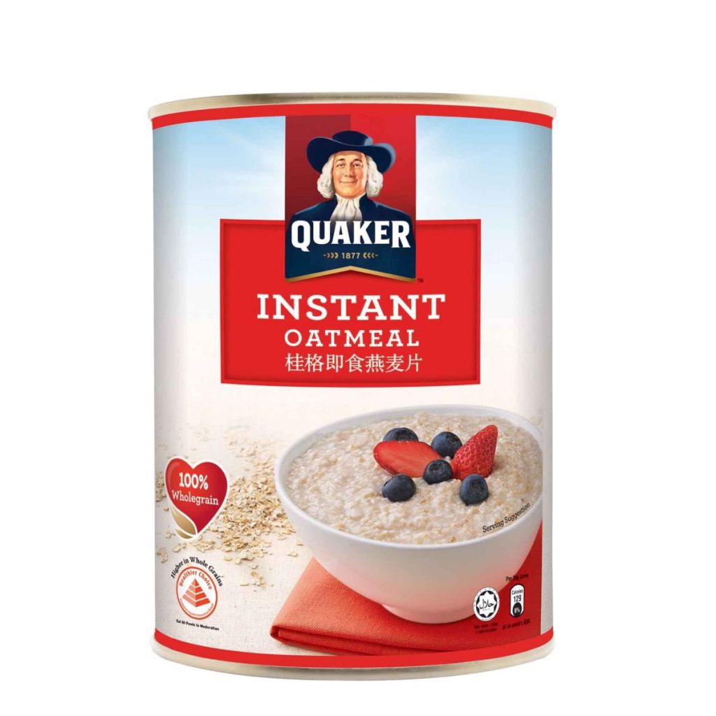Yến Mạch Nghiền Hiệu Quaker Instant Oatmeal Màu Đỏ - Hộp Thiếc 800Gram
