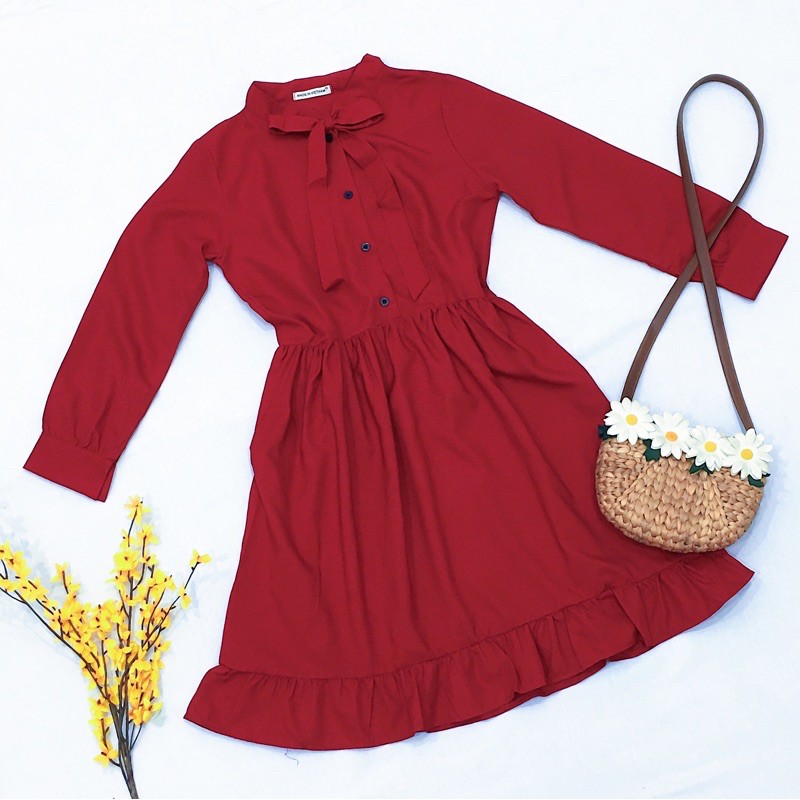 ĐẦM BABYDOLL ĐỎ CÓ NƠ CỔ (có ảnh thật) MS47