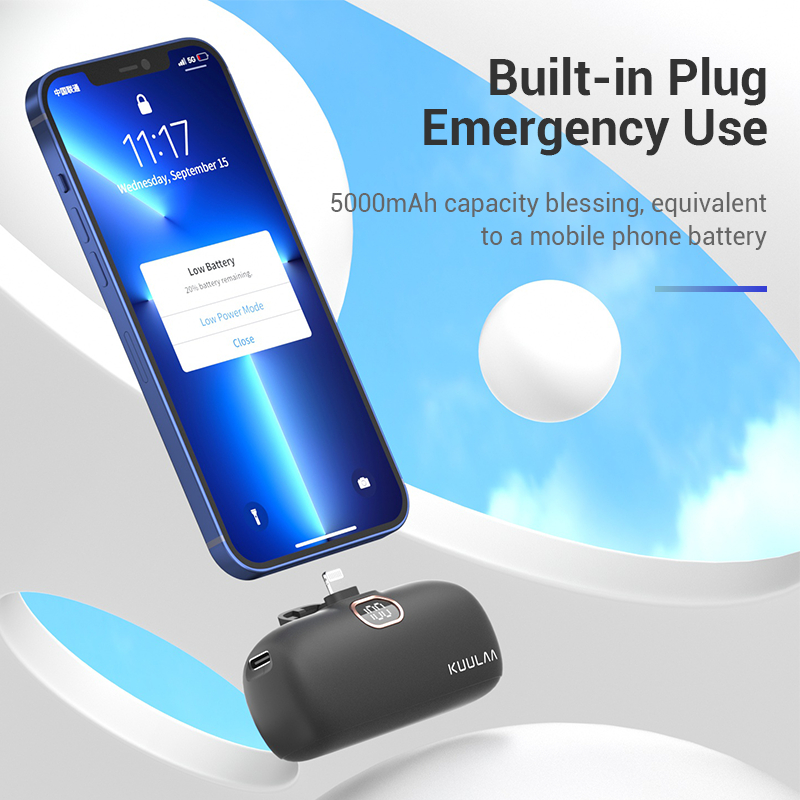 KUULAA SẠC DỰ PHÒNG 5000mAh 18W Power Bank Fast Charging Sạc Di Động Small Docking Battery with Power Display Powerbank Compatible with iPhone 15 14 13 12 Pro Max / 11 Pro / XR / X / 8/ Plus Portable Charger 20W USB C Charger For Samsung Xiaomi