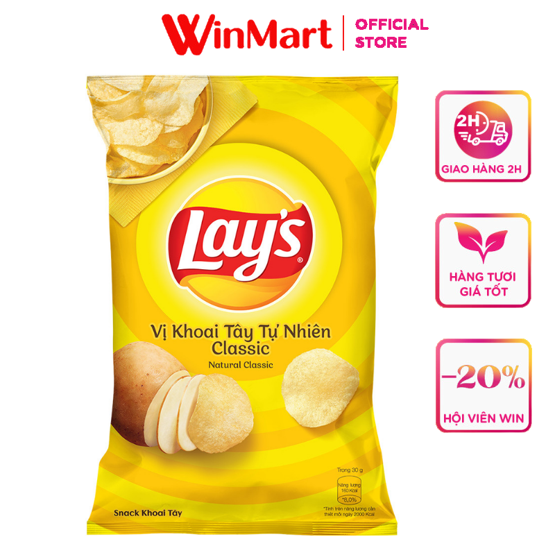 [Siêu thị WinMart] - Snack khai tây vị khoai tây tự nhiên Classic Lay's gói 95g