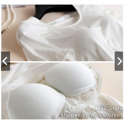 Áo Thun Cộc Tay Cotton Có Đệm Ngực Co Giãn
