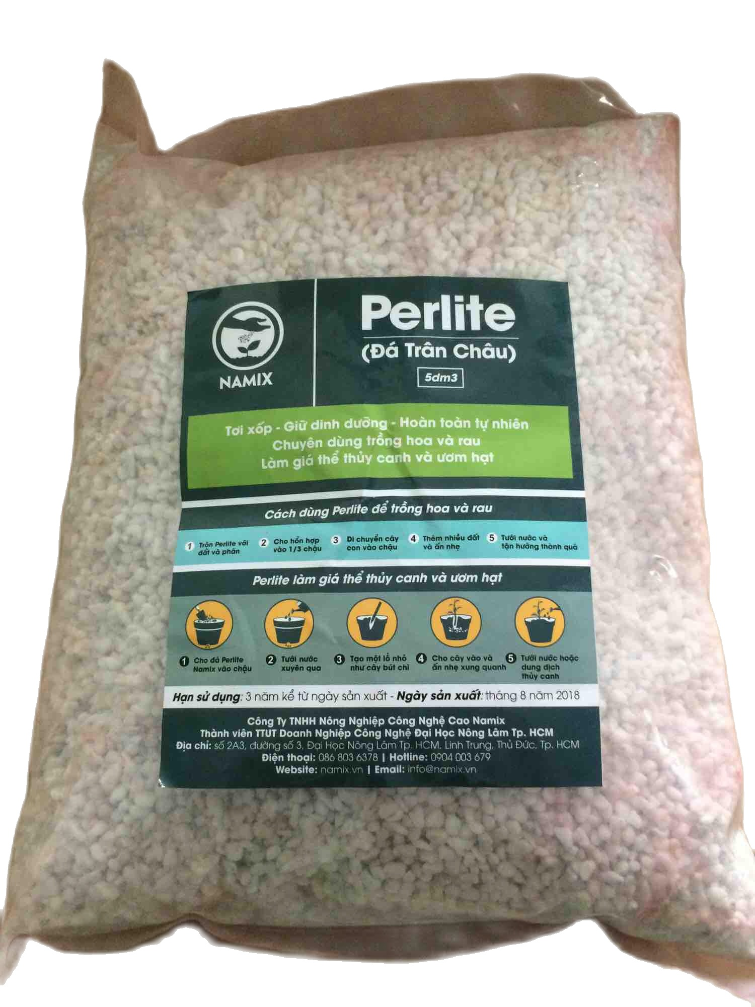 Đá trân châu perlite 5dm3 còn gọi đá Trân Châu là một loại đá núi lửa vô định hình rất giàu silic Để sử dụng trong làm vườn