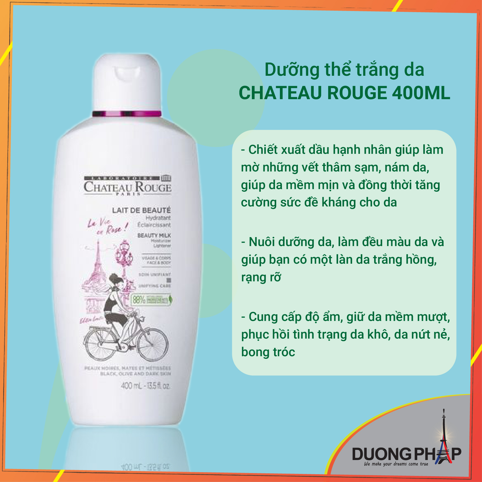 Sữa dưỡng thể trắng da Chateau Rouge 400ml