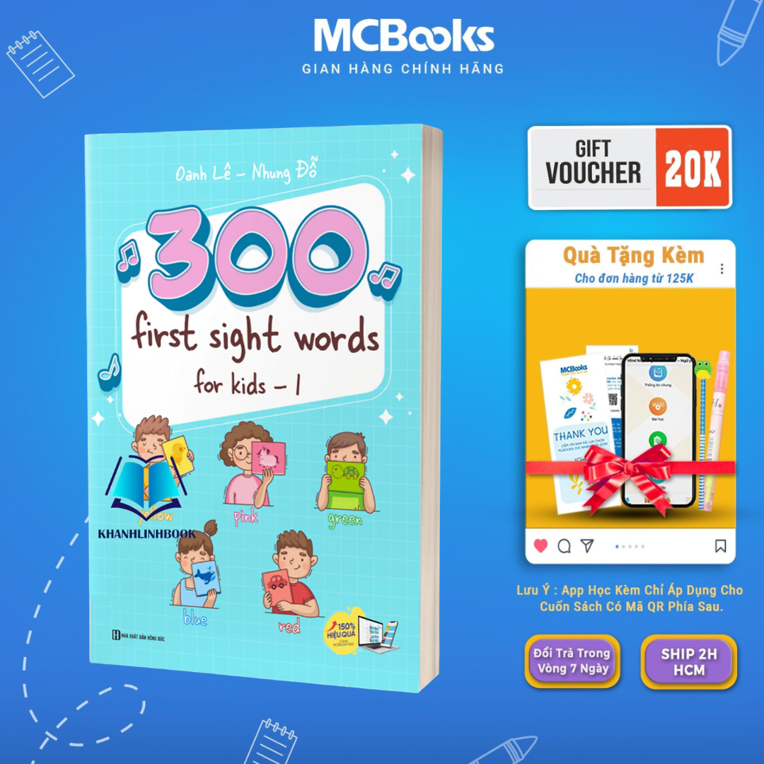 Sách - Combo 300 First sight words for kid (Tập 1 + Tập 2) - MCBooks