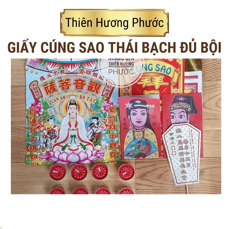 Vangma.net-Giấy cúng sao Thái Bạch gồm vàng mã đèn cầy bài vị  sao