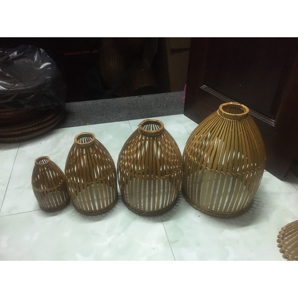 Chao đèn trang trí bằng tre dạng nơm