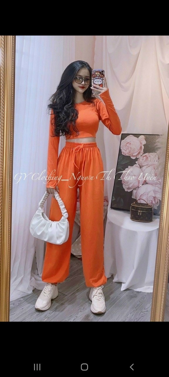 Sét bộ croptop tay dài-QH #setbonu