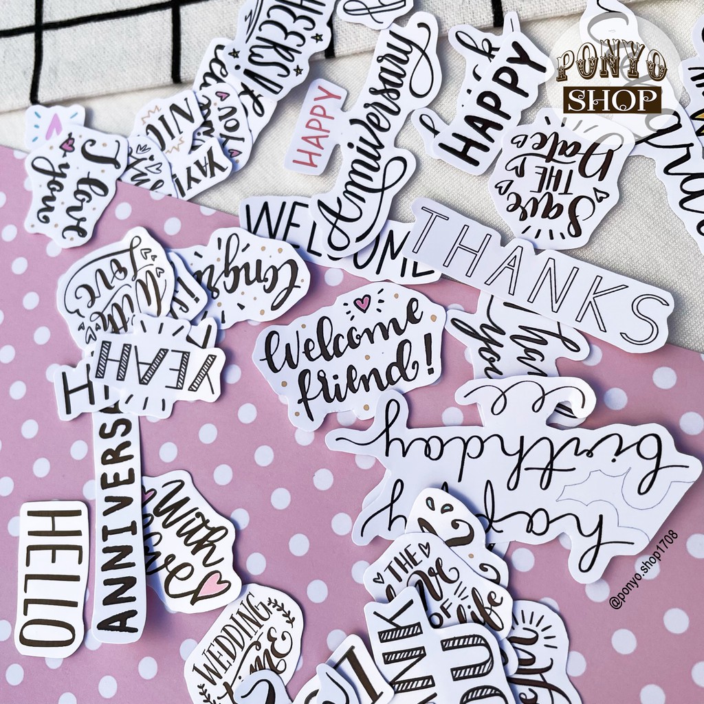 💗 Set 40 sticker 𝐁𝐞𝐬𝐭 𝐖𝐢𝐬𝐡𝐞𝐬 - Happy anniversary (cắt sẵn) trang trí sổ tay