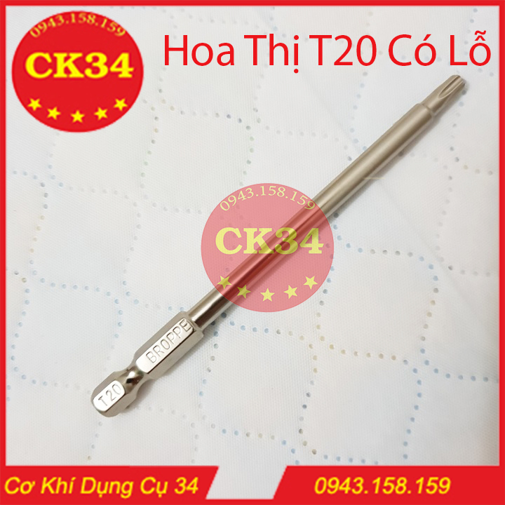 Hoa thị có lỗ, Hoa thị chuôi lục giác T20 dài 100mm BROPPE