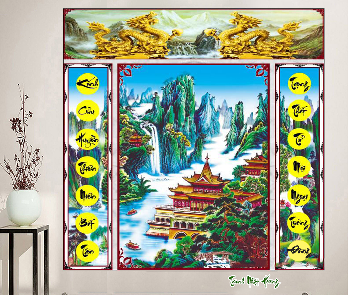 Tranh 3D dán tường phòng thờ