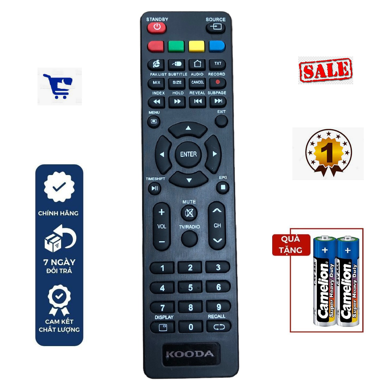 Điều khiển tivi Kooda loại mỏng, ngắn có kết nối internet- Hàng chính hãng, có bảo hành - tặng kèm pin