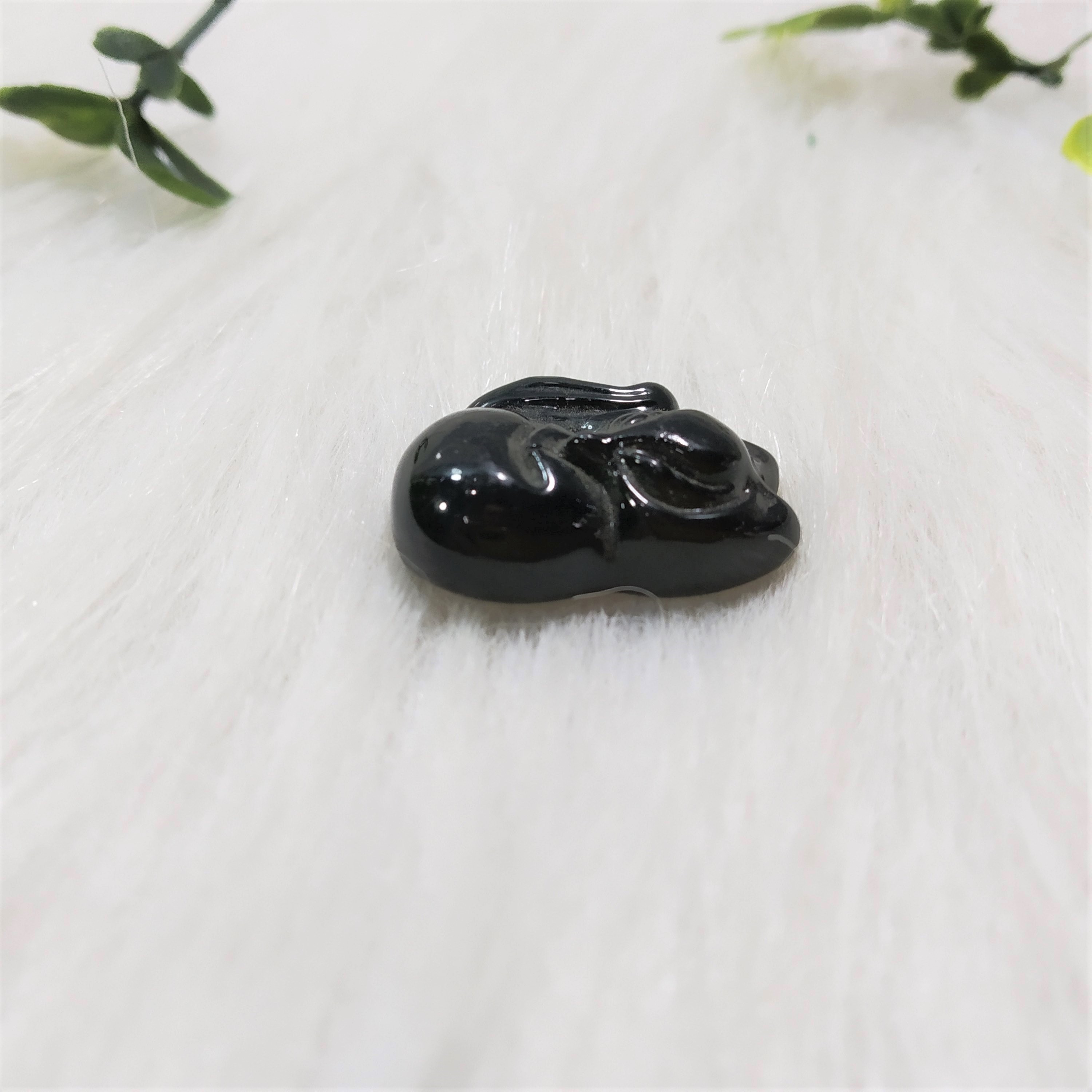 Mặt dây chuyền hồ ly đá Obsidian đen N1
