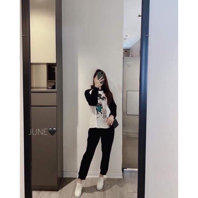 Bộ thu đông nữ dài tay hình micky đáng yêu
