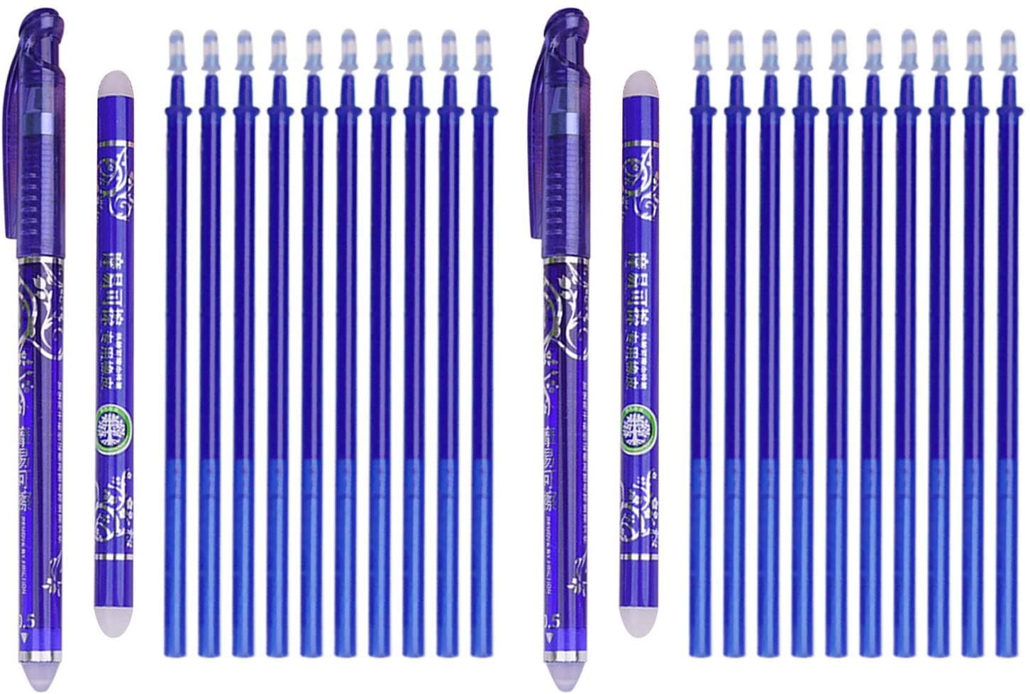 Bút Xóa Ma Sát 0.5 Mm 2 Chiếc Bút Mực Xoá Được Bút Mực + 20 Chiếc Nạp Lại + 2 Chiếc Gậy Tẩy Cho Trẻ Em Học Sinh Trường Học Văn Phòng Phẩm Quà Tặng Trẻ Em