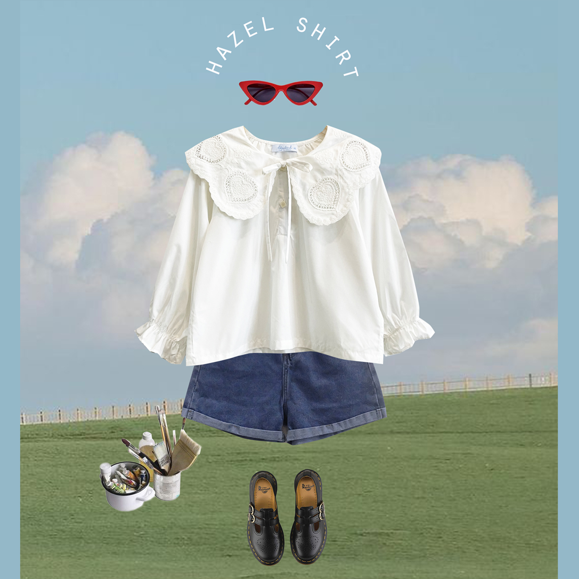 BLEUBIRD Áo thô dáng A cổ thêu ren HAZEL TOP