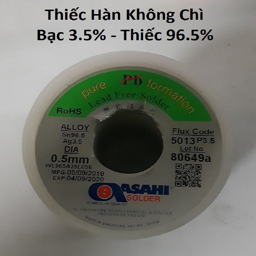 Thiếc Hàn Không Chì ASAHI Có Bạc 3.5% Thiếc 96.5% [ Thiếc hàn bán lẻ theo mỗi 5 mét | Tặng thêm 5 mét khi mua từ 30 mét trở nên ]