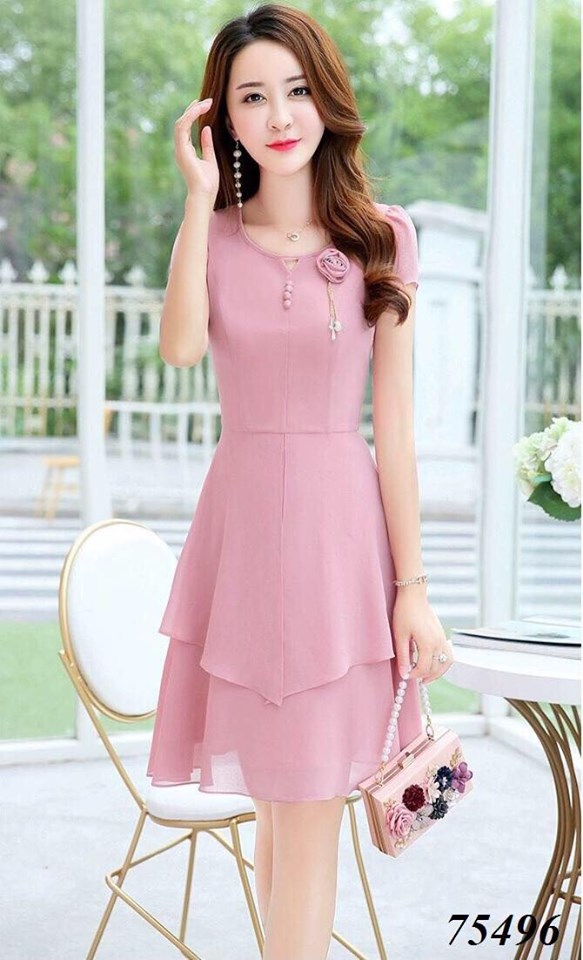 [HCM]ĐẦM VOAN DỰ TIỆC KÈM HOA CỰC SANG TRỌNG