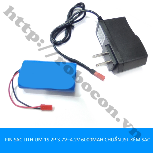 Pin Sạc Lithium 18650 3.7V-4.2V 6000mah jack JST