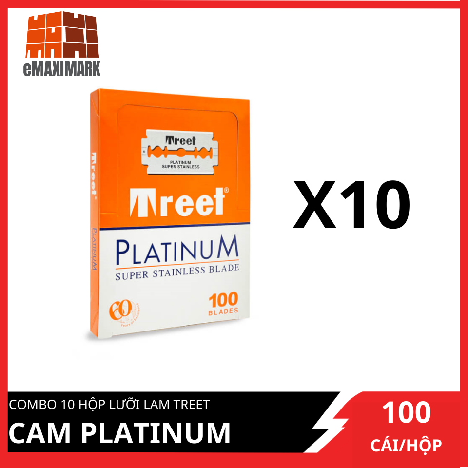 [HCM ship 2h] Combo 10 Hộp lưỡi lam Treet Cam Platinum (100 lưỡi/hộp)X10