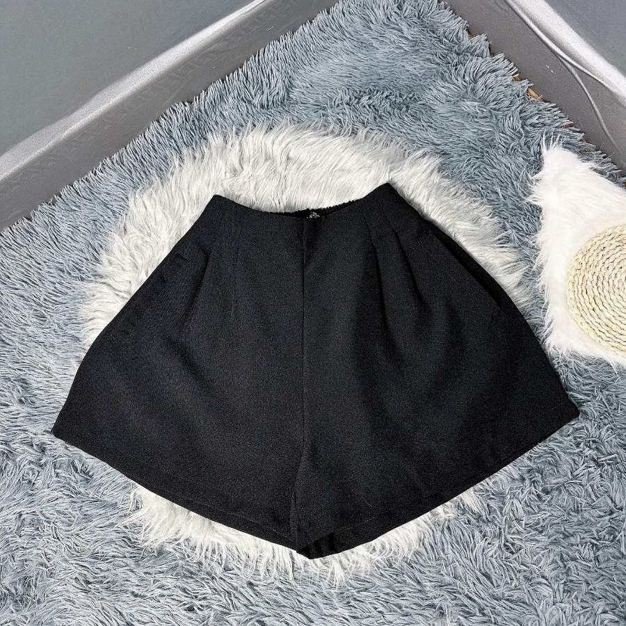 Quần short bigsize nữ,quần đùi xếp ly lưng cao big size vải fos có độ co giãn q26