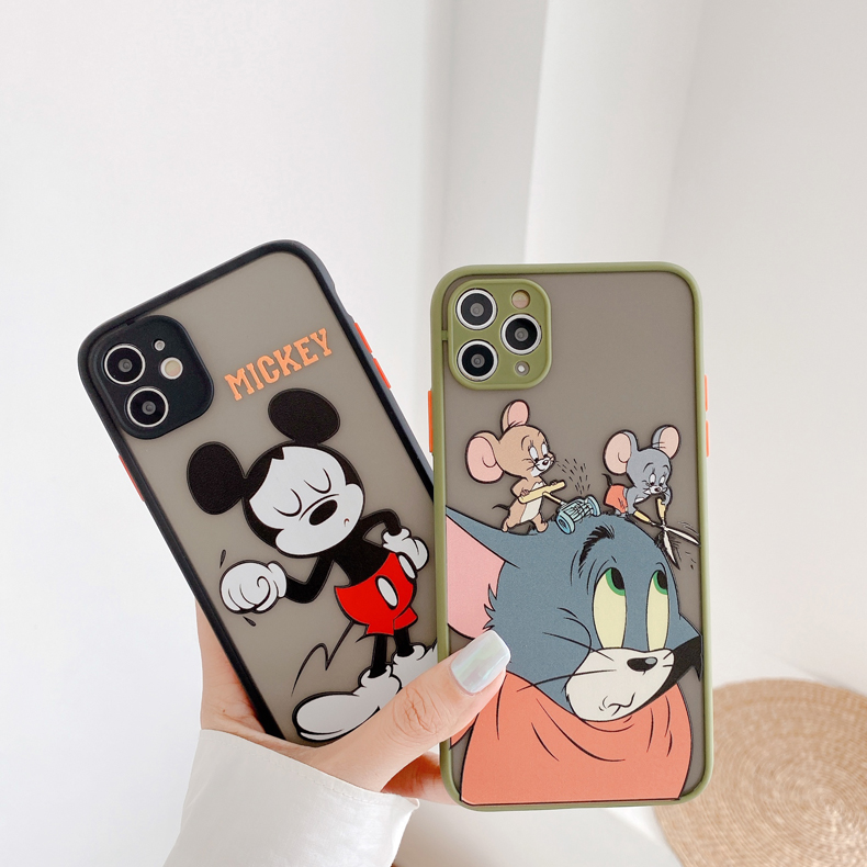 Ốp Lưng Nhám Chống Sock Va Đập Bảo Vệ Camera Tom x Mickey