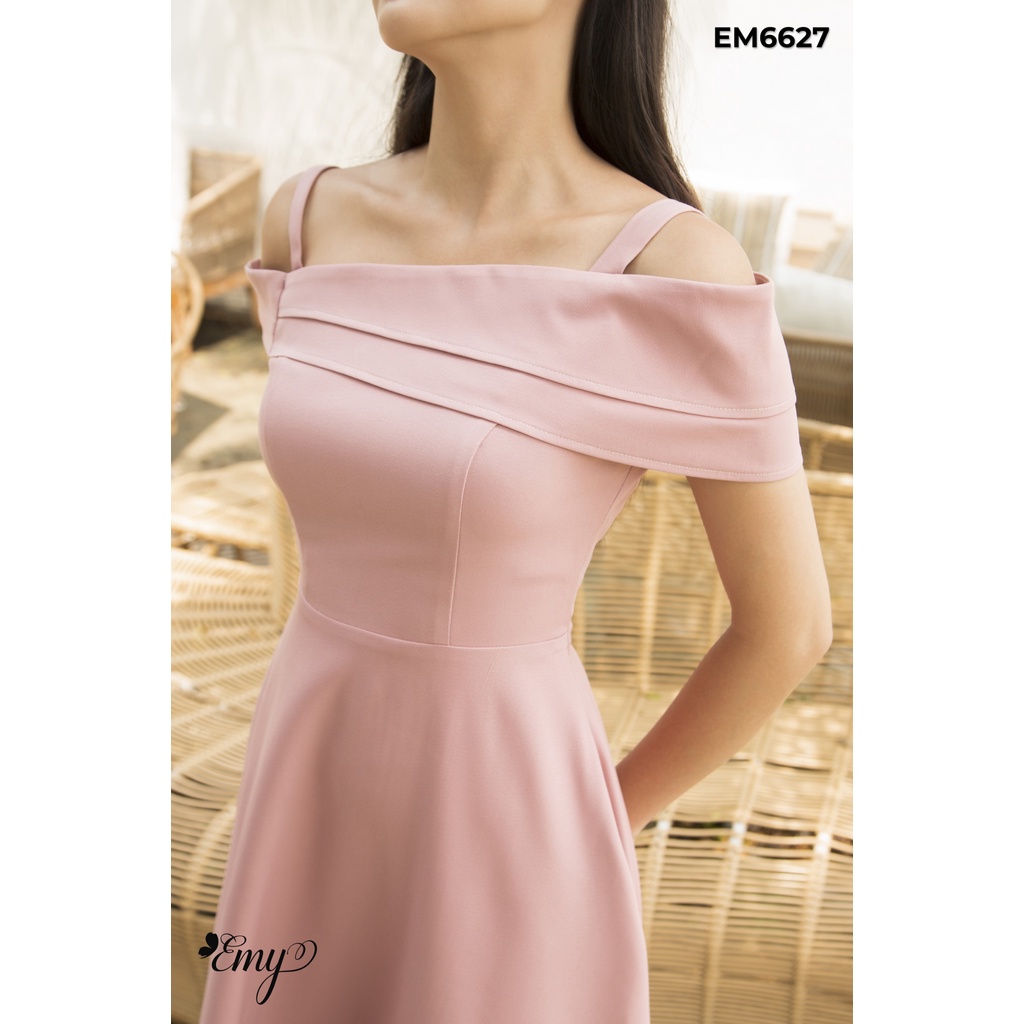 Đầm EMY EM6627 Xoè 2 Dây Lệch Vai