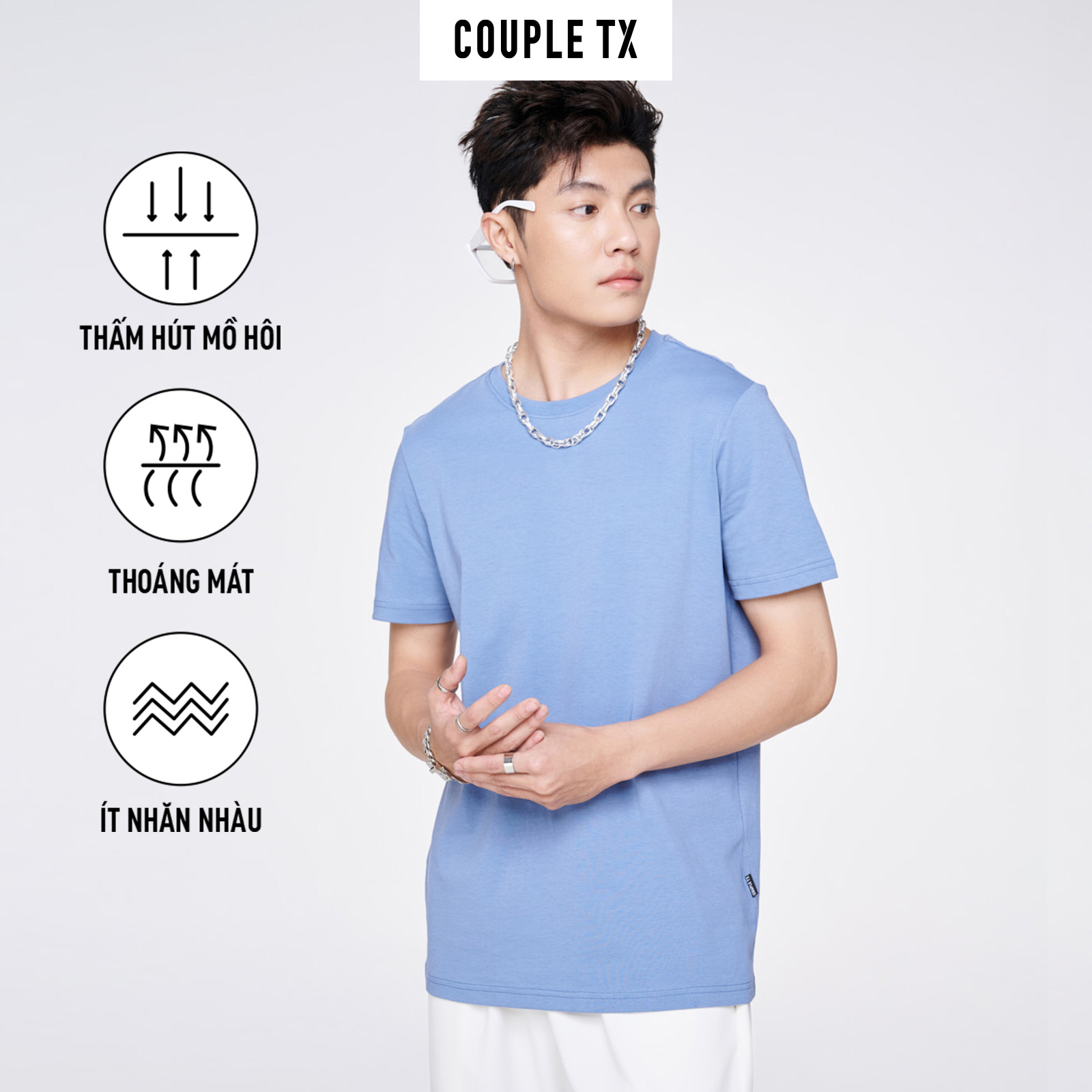 Áo Thun Nam COUPLE TX - Áo Thun Trơn, Slim Basic Cổ Tròn MTS 1325