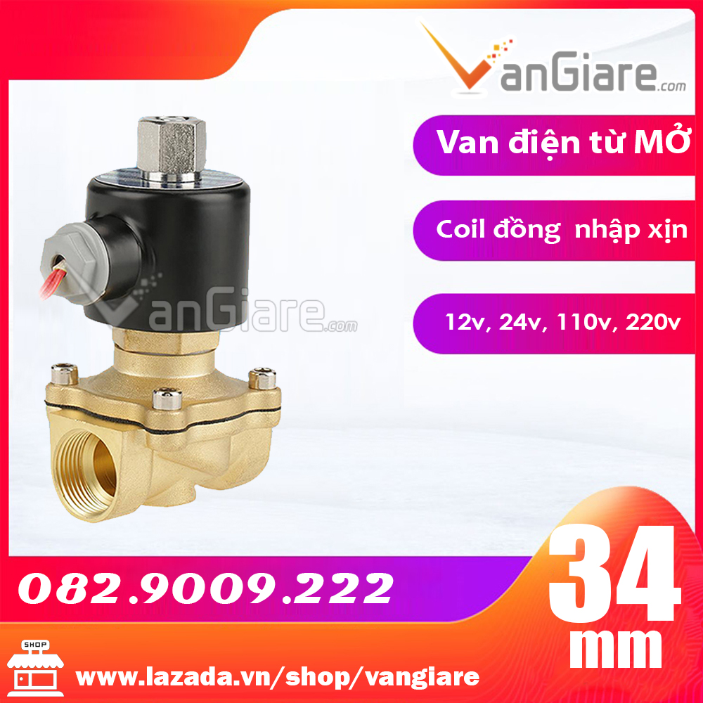 Van điện từ thường mở 34mm điện 12v, 220v, 24v