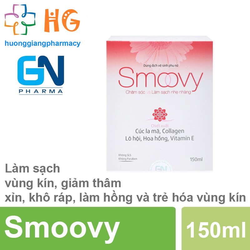 Dung dịch vệ sinh phụ nữ Smoovy - Làm sạch vùng kín, làm hồng và se khít vùng kín (Chai 150ml)