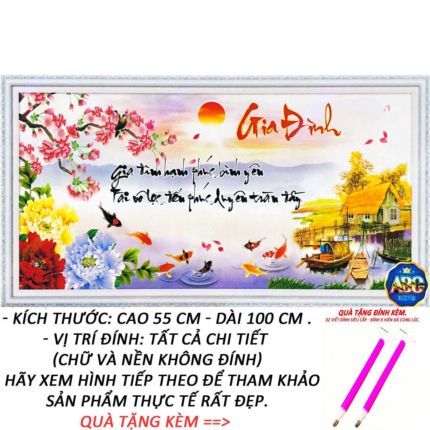 Tranh Đính Đá 5D - Gia Đình Hạnh Phúc Bình Yên 18 (Kèm Quà Tặng) - Tranh Minh Hiền (TỰ ĐÍNH ĐÁ)