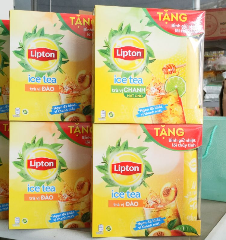 Trà đào Lipton Ice Tea Hộp 224g (14g x 16 gói) [Bộ 2 hộp: tặng bình giữ nhiệt]