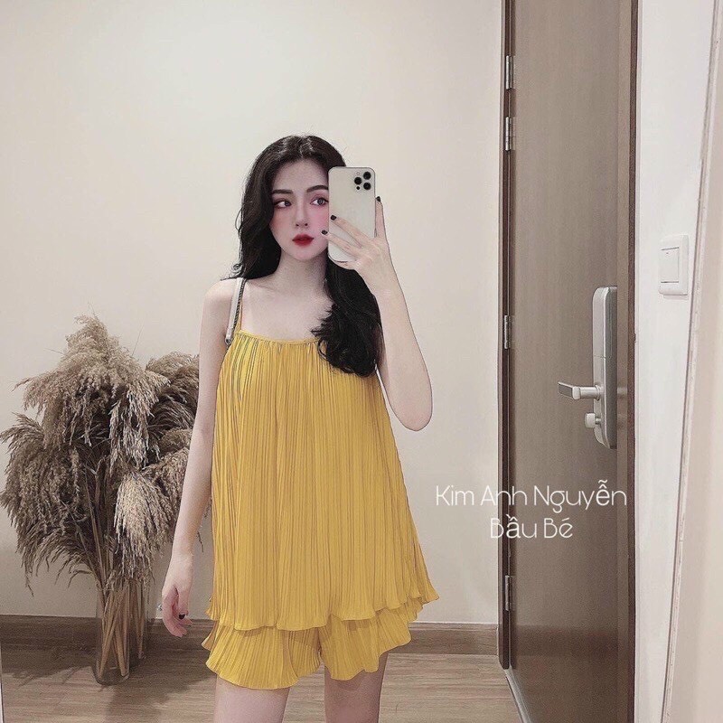 SET BỘ LỤA MANGO DẬP LY HAI DÂY MẶC Ở NHÀ