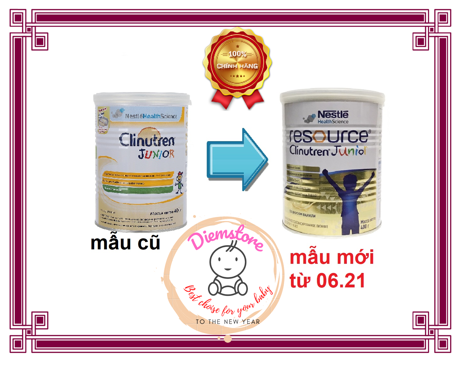 Mẫu 2021Sữa Clinutren Junior cho trẻ từ 1-10 tuổi của Nga hộp 400gr