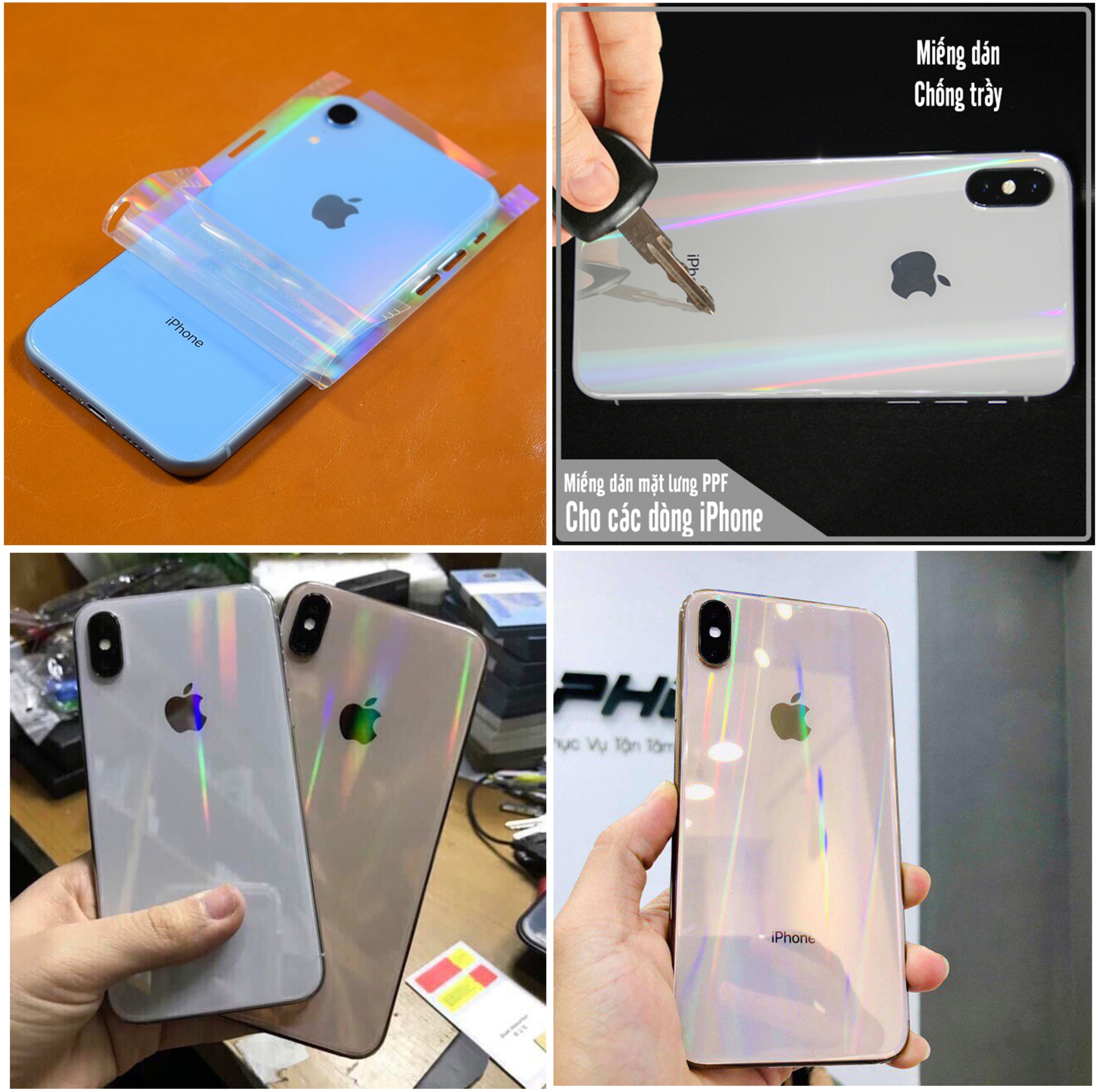 Miếng Dán PPF Ánh Cầu Vòng Bảo Vệ Mặt Sau Lưng Kính Iphone 6 7 8 6plus 7plus 8plus X XS XsMax 11 PRO MAX , 12 Pro Max , 13 Pro Max -FukiShop