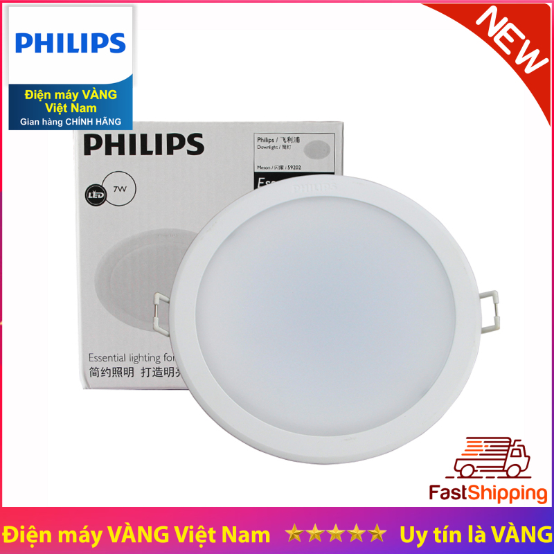 Đèn chiếu sáng lắp chìm Philips LED Downlight âm trần 59202 7W (Trắng, Vàng)