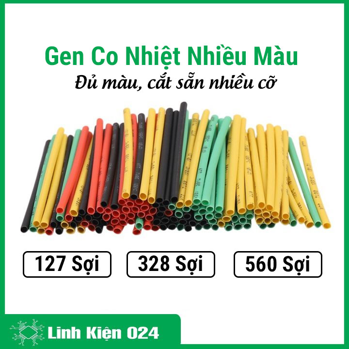 Combo gen co nhiệt luồn dây điện cách điện, chịu nhiệt tốt đủ màu cắt sẵn nhiều kích cỡ
