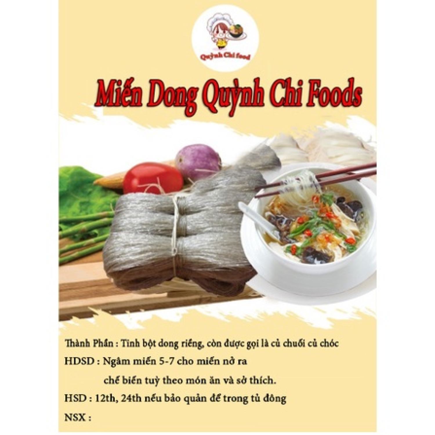 Miến dong (Quỳnh Chi Foods) sợi miến sạch, dai ngon