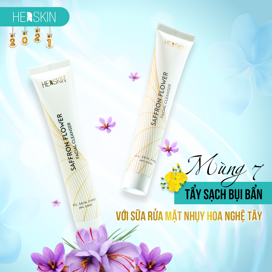 Sữa rửa mặt nghệ tây Saffron Her Skin làm sạch sâu, tẩy tế bào chết, mờ nám, vết thâm, dưỡng trắng da