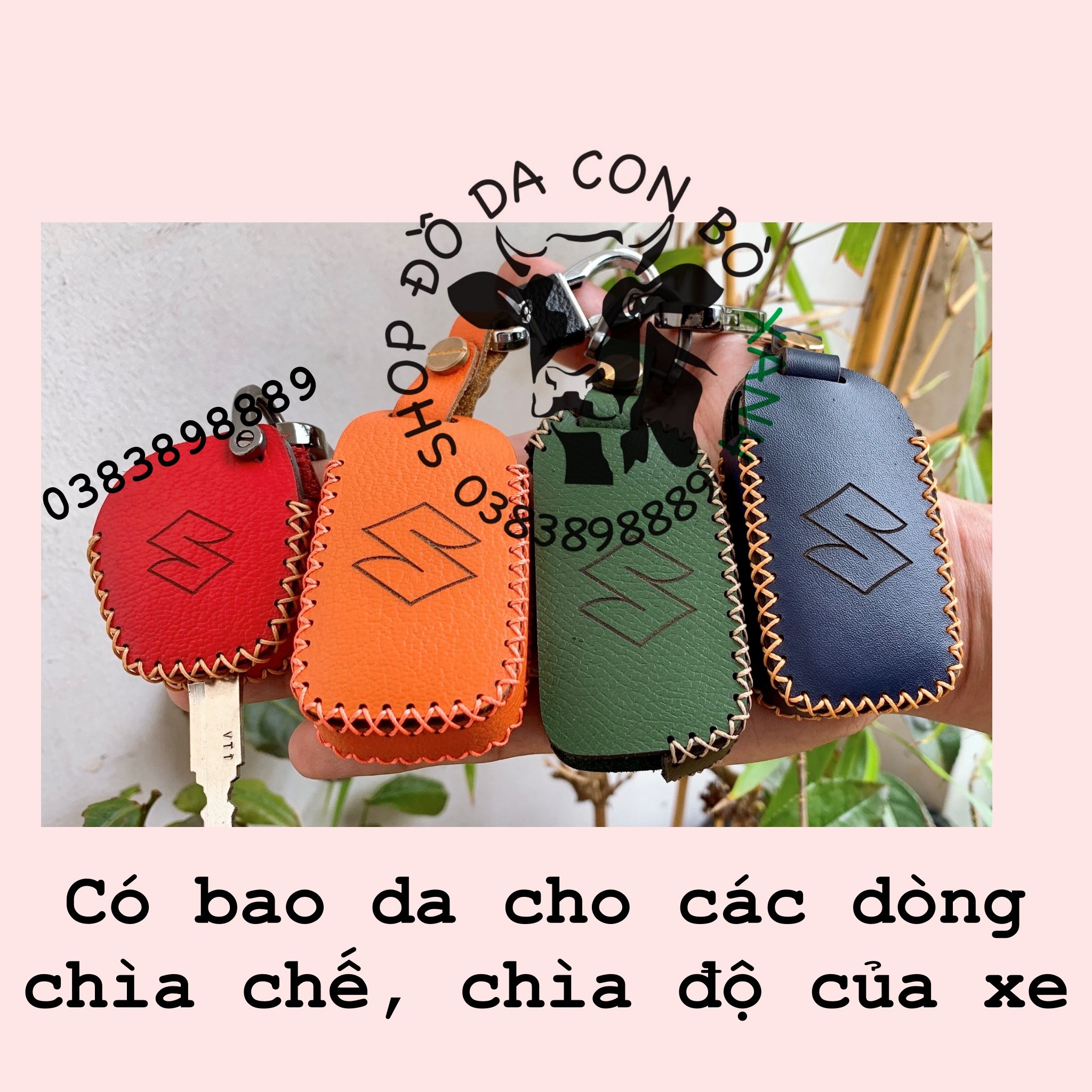 Bao da chìa khoá Suzuki Celerio handmade da thật 003