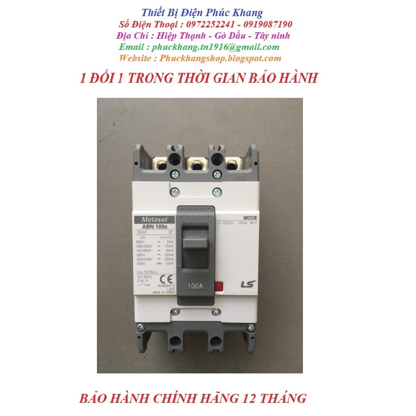 [FREESHIP] APTOMAT CB CẦU DAO 3PHA ABN 103C 100A