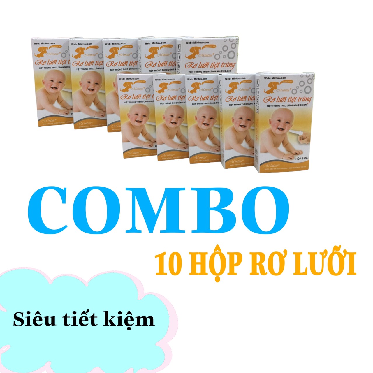 Rơ lưỡi cho bé, gạc rơ lưỡi Mintuu (hộp 5 chiếc)