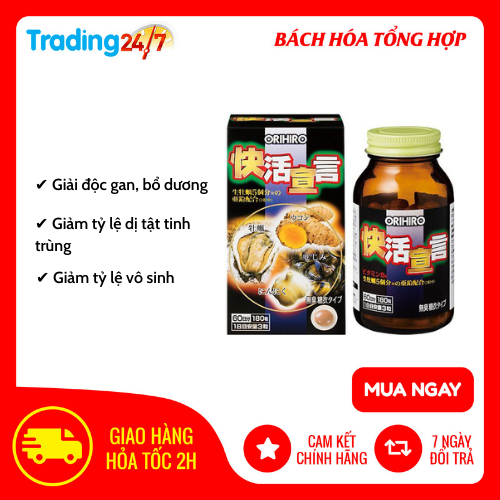 [HỎA TỐC 4H - HÀNG NHẬT NHẬP KHẨU] Tinh chất hàu tươi, tỏi, nghệ Orihiro 180 viên Nhật Bản