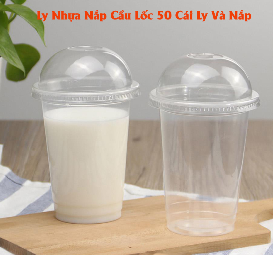 50 cốc, ly nhựa nắp cầu, ly đựng trà sữa 350ml