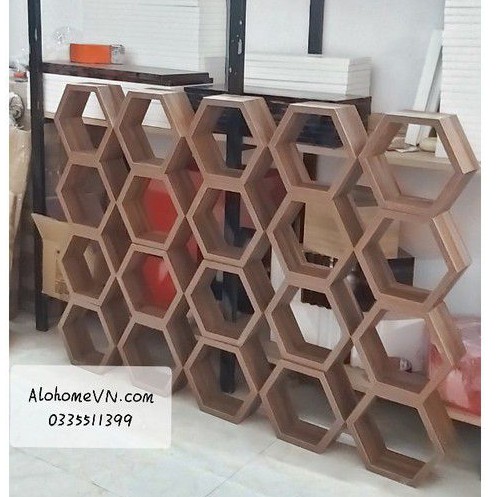 Kệ gỗ treo tường trang trí hình lục giác