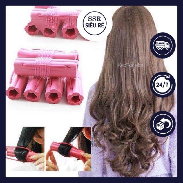 Bộ 6 Ống Lô Cuốn Tóc, Lô Uốn Tóc Tự Dính, Cuộn Tóc Xoăn