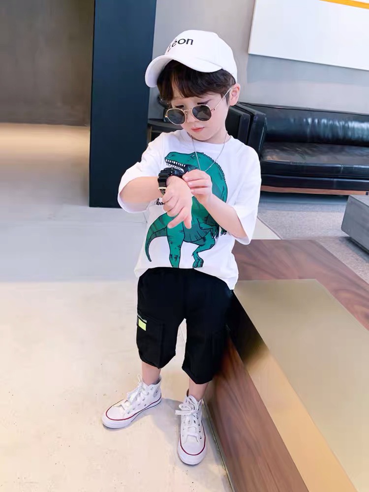 Áo thun khủng long xanh cho bé trai