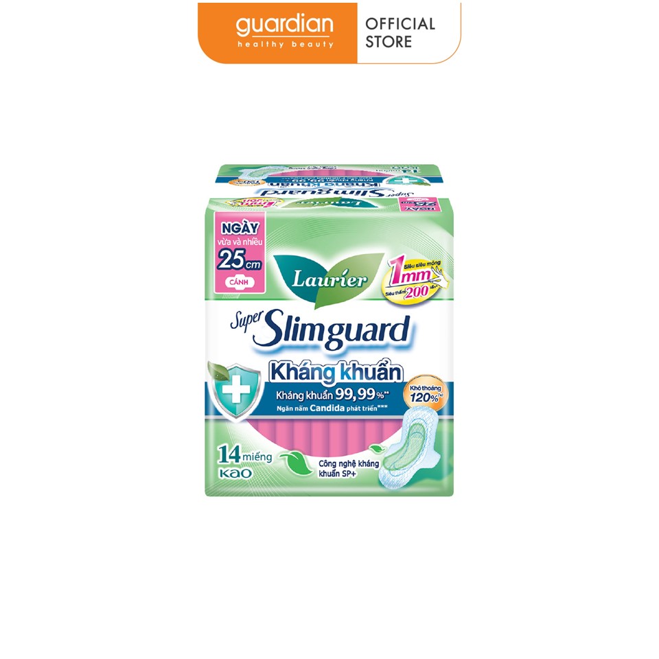 Băng Vệ Sinh Sạch Khuẩn Siêu Mỏng Cánh 25Cm Laurier 14 Miếng