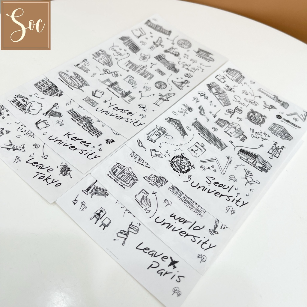[HCM]Sticker dán PVC World Scenic Journey (6 tờ/set)