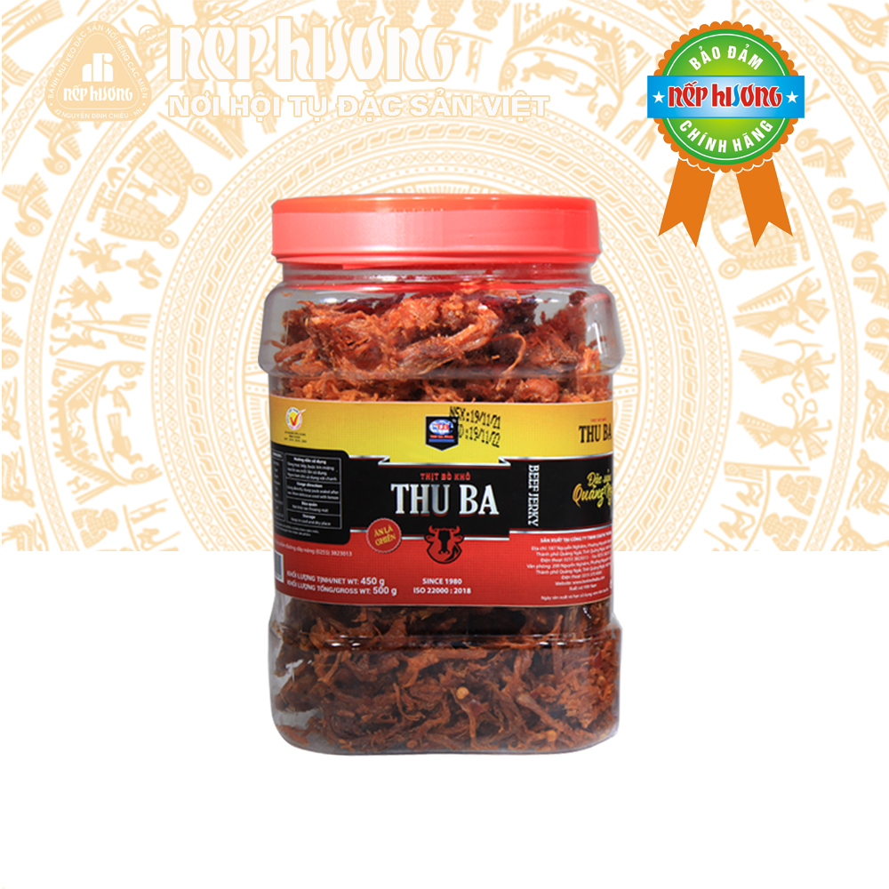 Thịt Bò Thu Ba ( Xé / Miếng) - lọ 500g - Đặc Sản Quãng Ngãi